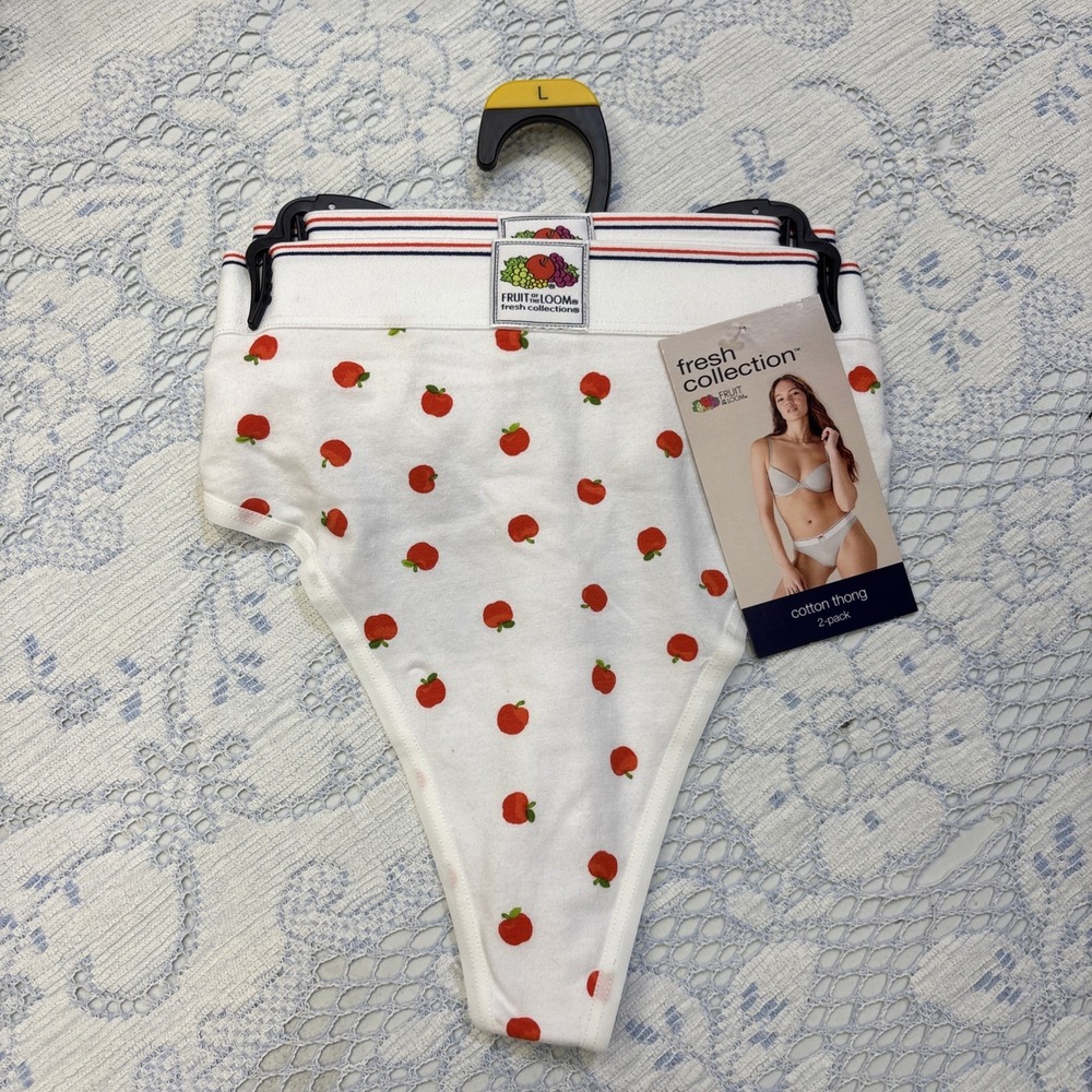 Fruit of the Loom 2-Pair Womens Thong Underwear Panties Cotton Blend L